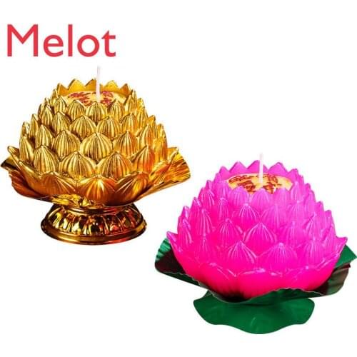Lotus Lamp Candle Buddha Worship Buddhist Supplies Buddha Light Golden Lotus Pink Red Nine Products Lotus Lamp Butter Blessing