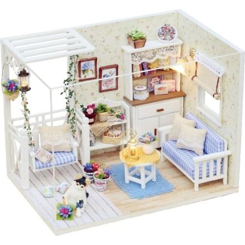 Diy Dollhouse Miniature Wooden Dollhouses Dollhouse Furniture Kit Music House Led Toys for Children Birthday Gift P216