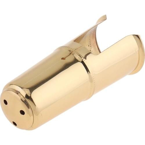 Alto Saxophone Mouthpiece Cap Brass Gold Plated Protective Cap Accessories for Leather Sax Mouthpiece Metal Ligature