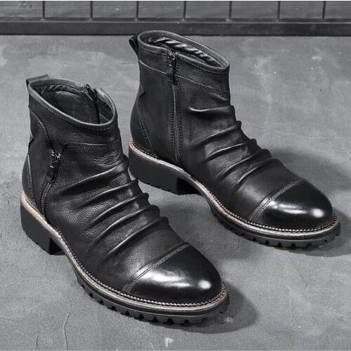 Mens Chelsea boots, mens retro boots, leather boots, high-top Martin boots, mens short ankle boots H393