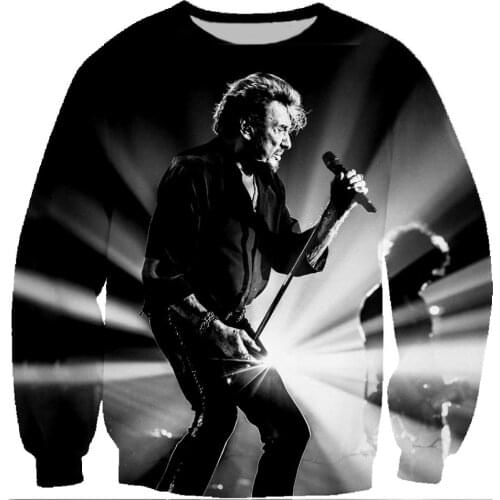 3D Print Sweatshirts Johnny Hallyday Harajuku Men Pullover Hoodies Long Sleeve Crewneck Streetwear Hoody Clothing Sudaderas 5XL