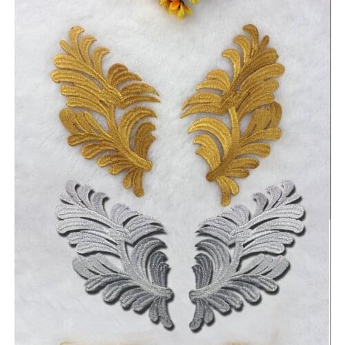 10Pcs Gold and Silver Leaves Embroidery Decals Stage Clothing Cheongsam Patterns Ethnic Cloth Paste Anime DIY Accessories YN720