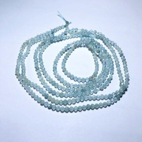 Natural Aquamarin e Micro Facted Beads,Faceted Tiny Spacer Gem Beads,Size 2mm 3mm 4mm Small Beads 1of 15.5" strand