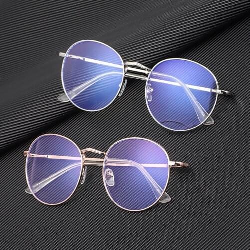 1PC Round Metal Frame Anti-Blue Light Glasses Women Men Portable Eye Protection Ultra Light Eyeglasses Computer Eyewear