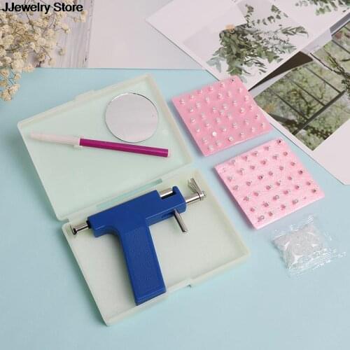New Stainless Steel Blue Professional Ear Piercing Gun Safety Earring Body Piercing Gun Tools Kit Jewelry Tools