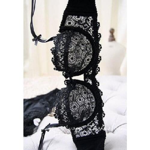 Transparent Bra Sexy Underwear Womens Erotic Embroidery Lace Lingerie Set Push-up Brassiere Ultra Thin 1/2 Bra Panty Set CG88