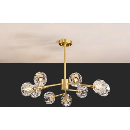 Luxury Crystal Led Chandelier Living Room Light Modern Bedroom Dining Room Creative Copper Molecular Chandelier Indoor Lighting