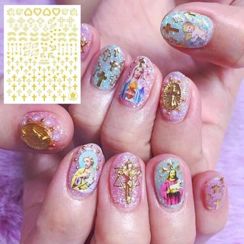 CB series CB-87 cross shell heart Black White Gold Silver letters 3d nail art stickers decal template diy nail tool decorations