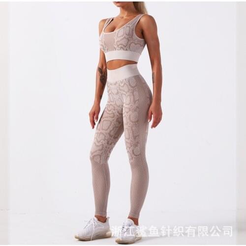 2 Piece Sports Sets Snake Print Yoga Sets Women High Waist Yoga Pants Workout Set Fitness Clothing Sportswear Gym Set