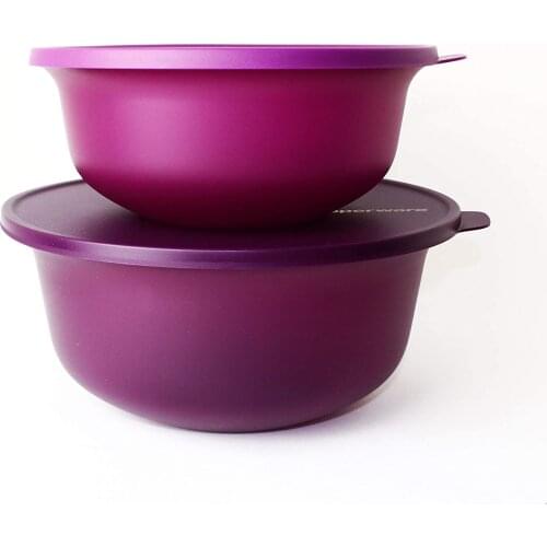 TUPPERWARE Aloha Bowl 2 Piece Set, 2 L + 4 L BlackBerry Colors, Salad Bowl