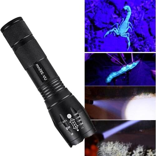 395 Nm Ultraviolet Light/white Light Led Flashlight Zoom Fluorescent Blacklight Ultraviolet Flash Lamp Light Torches Detection