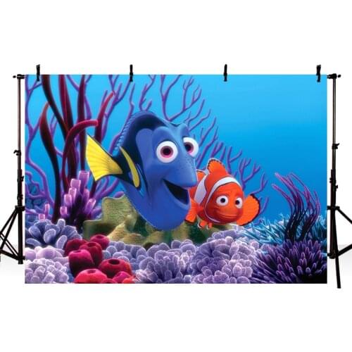 Vinyl Photograph Background Nemo The Clown Fish on Finding Nemo and Dori The Blue Pond King Fish Backdrop for Photo Studio