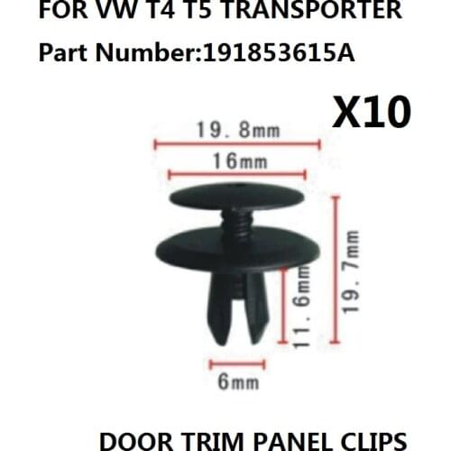 X10 Pieces FOR VW T4 T5 TRANSPORTER INTERIOR TRIM PANEL CLIPS -191853615A NEW
