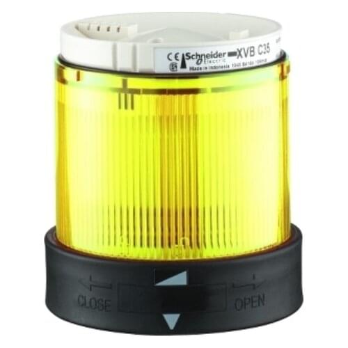 XVBC4B8 Illuminated unit for modular tower lights, plastic, yellow, Ø70, flashing, for bulb or LED, 24 V AC, 24...48 V DC
