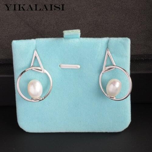 YIKALAISI 925 Sterling Silver Earrings Jewelry For Women 8-9mm Drop Shape Natural Freshwater Pearl Earrings 2021 New Wholesales