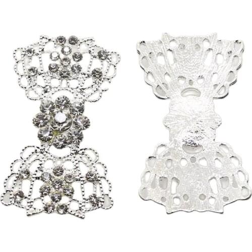 YWXINXI New Hot 5Pcs 25*45mm Bowknot alloy Diy jewelry Accessories Rhinestones Pedestal wedding Embellishments Caps Decoration