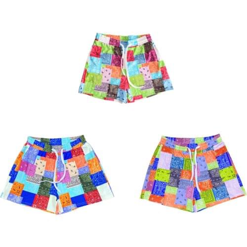 2021 Women Summer Beach Shorts Bright Color Print Casual Style Adjustable Drawstring Summer Clothing Support Wholesales