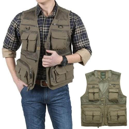 2020 New Mens Quick Dry Multi-pocket Fishing Hiking Travel Thin Vest Outdoor Mountaineering Drift Advertising Photography Vest