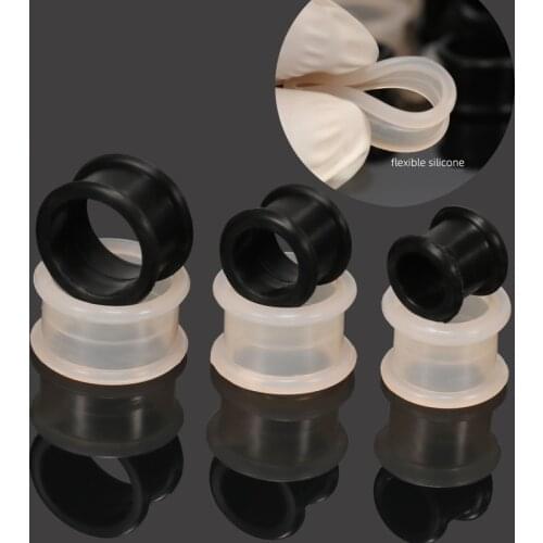 1 Pair Flexible Silicone Ear Plugs And Tunnels Black Flesh Color Plug Earring Piercing Expander Body Jewelry