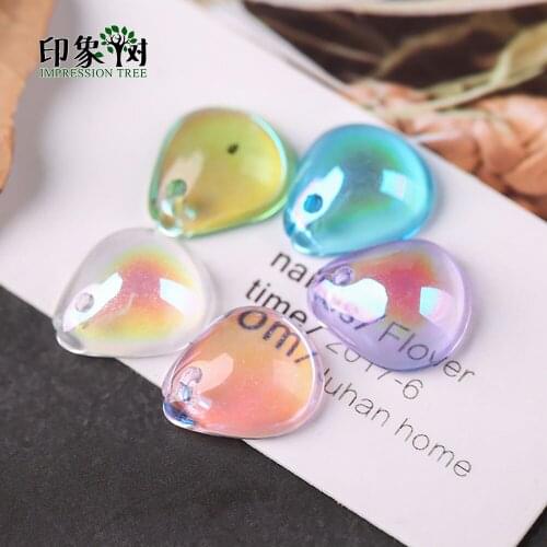10Pcs 12x10mm Handcraft Lampwork Beads Cabochon TearDrop Flower Petals Mermaid Beads Handmade For DIY Jewelry Components Making