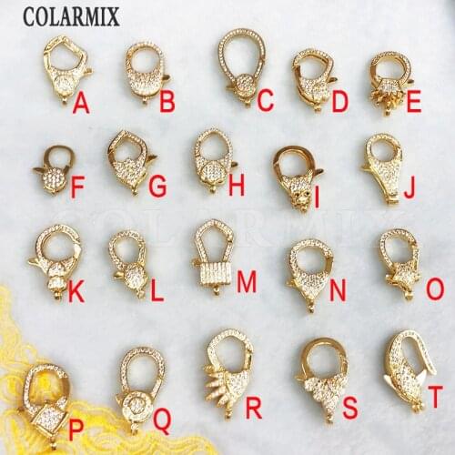10pcs Multi kinds Lobster clasp pendants zircon accessories zircon clasp charm for jewelry making 9698