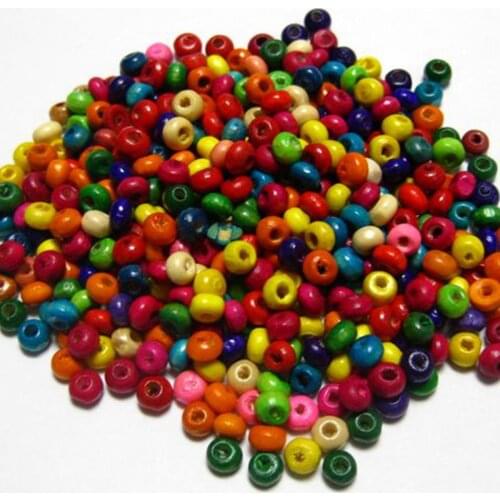 1000 Mixed Color 4mm Round Wood Beads~Wooden