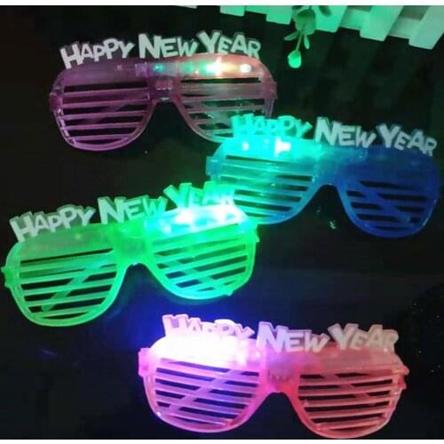 40% Big Promotion!Novelty LED Light Up Shutters Hollow Glasses Happy New Year Party Decoration