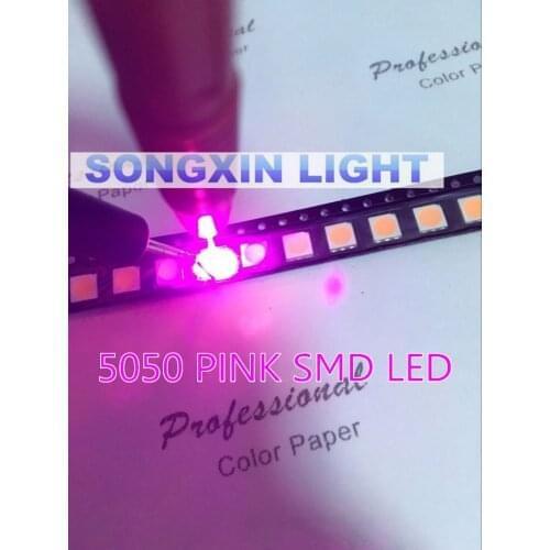 500pcs/lot SMD 5050 pink smd LED Diode 5050 smd smt pink led PLCC-6 3-CHIPS 5.0*5.0MM 60Ma-0.2W Super Bright best Quality New