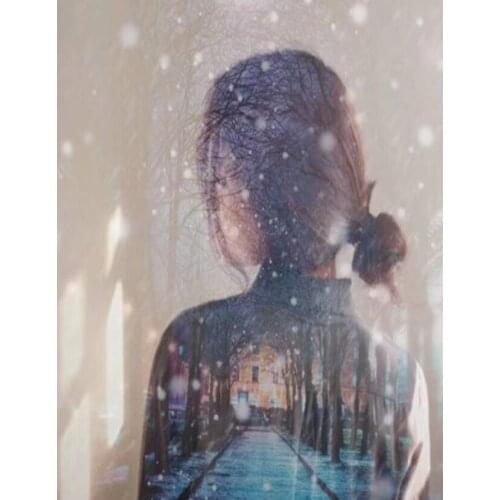 5D Diy Diamond Painting Abstract Girl Rain Road Scenery Cross Stitch Full Square Round Drill Wall Arts & Crafts FH344