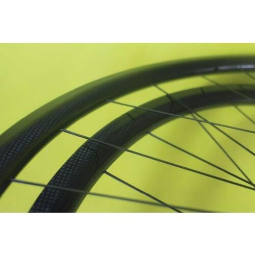 700c 24mm 3k glossy carbon cyclo-cross bicycle wheelset 28/28 Holes Powerway M64 carbon fiber disc hubs clincher wheels