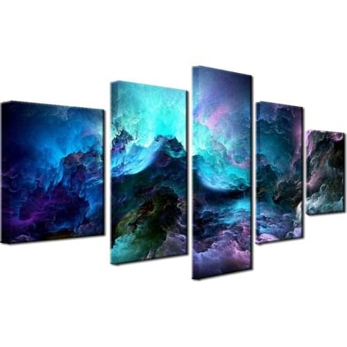 Abstract Psychedelic Nebula Space Painting Modular Pictures Prints Home Wall Art Decor Frame 5 Pieces Living Room Canvas Poster