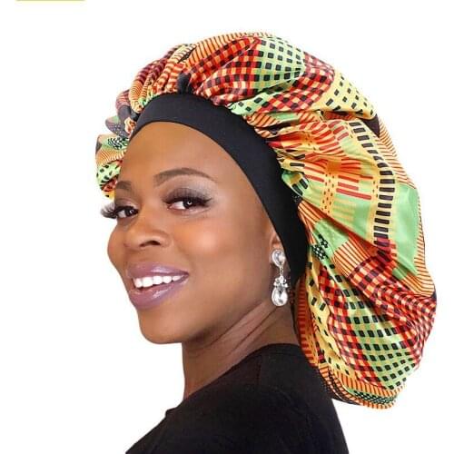 Satin Sleep Cap Silk Elastic Night Sleeping Hat Bonnet Nightcap Head Cover with Comfortable Wide Band for Women