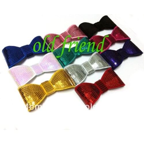 5" Large sequin bows Kids hair sequin bows 10 color IN STOCK Free Shipping 80pcs/lot