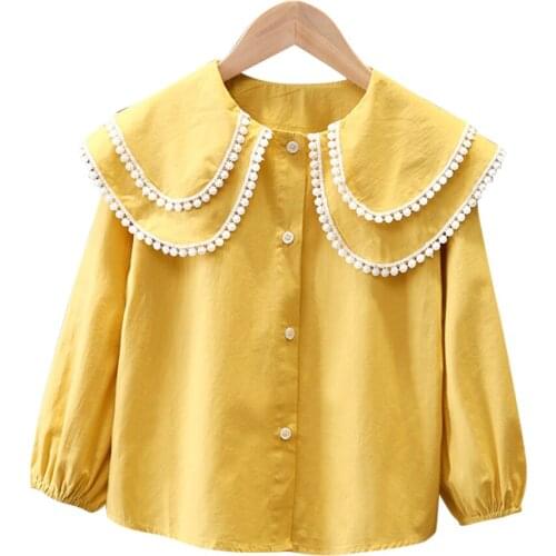 Blouse For Girls Solid Girls White Shirts Casual Style Blouse Childrens For Girl Spring Autumn Teenager Clothes Girls