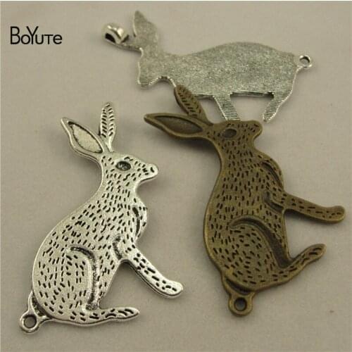 BoYuTe (40 Pieces/Lot) Wholesale Metal Zinc Alloy 48*27MM Animals Rabbit Charms for Jewelry Makings Diy Rabbit Pendant Charms