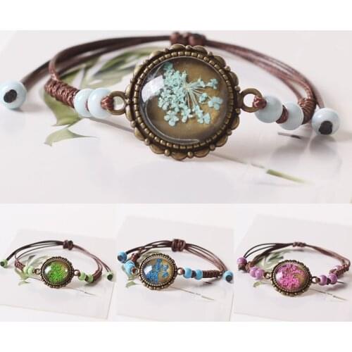 Ceramic Beads Bracelets Women Lovers Bracelet Students Jewelry Gift Accessory Simple Air-dried Flower Star Glass Charm Bracelet
