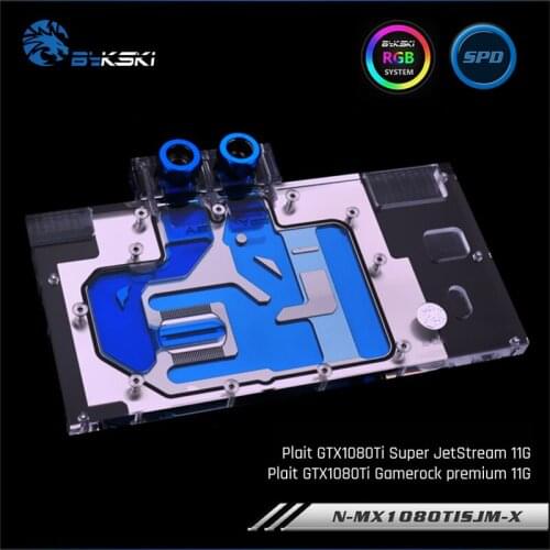 BYKSKI Water Radiator Block use for Palit GTX1080TI GameRock/MAXSUN GTX1080Ti Super JetStream/Full Cover GPU Copper Block RGB