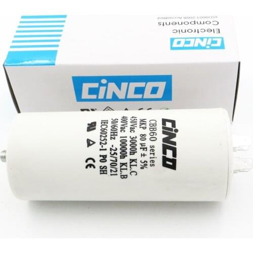 CBB60 Motor Run Capacitor 80UF 400V 450V wire SH DB Polypropylene Film Ac 450VAC Water Pump electrical engine 80mfd 80mf