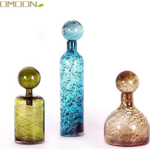 Geometric Creative Color Glass Vase Flower Arrangement Vase Decoration With Cover Storage Tank Dual Purpose Home Living Room Sof