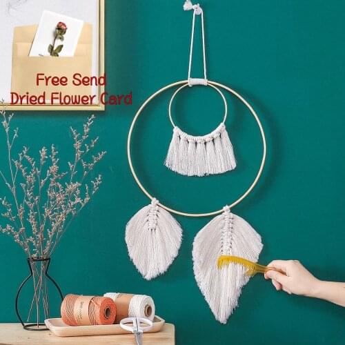 Tapestry Macrame Wall Hanging Bohemian Decoration Home Chic Decor Aesthetic Vertical Round Leaf Needle Knitting Mexican Hippie