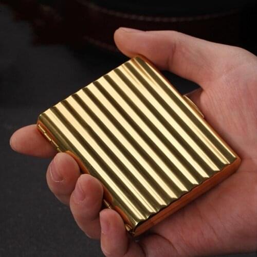 Corrugated Copper Cigarette Case Mirror Anti-stress Moisture-proof 20/16/12/10 Sticks Cigarettes Holder Smoking Slim Storage Box