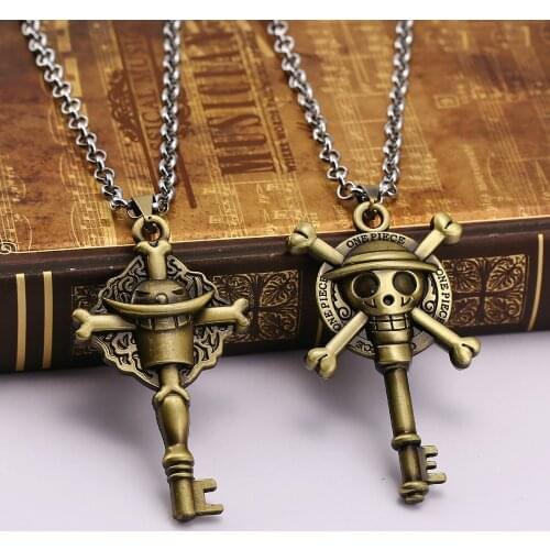 Hot Anime One Piece Bronze Metal Necklace white beard & Luff pirates regiment logo Pendant Cosplay Accessories Jewelry
