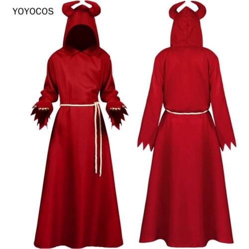 Halloween Carnival Costume Cosplay God of Death Cloak satan Robes Cloak Cape Medieval Costume Mantle Red Ghost Cosplay Costume
