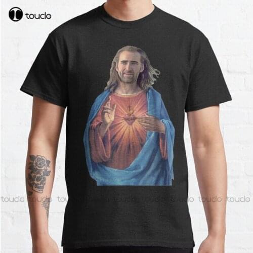 New Nicolas Cage Is Jesus Classic T-Shirt Cotton Tee Shirt S-3Xl