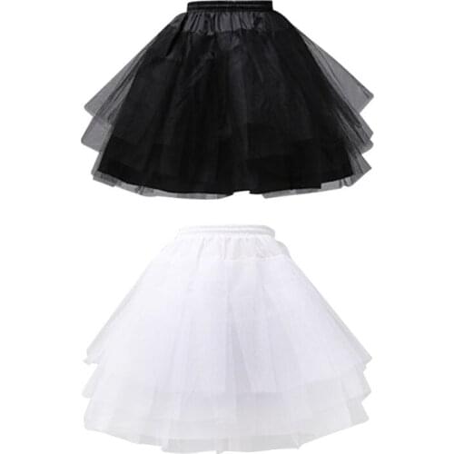 Girls Solid Color Ballet Tulle Short Crinoline Petticoat Multi Layered Ball Gown Lolita Underskirt Elastic Waistband With