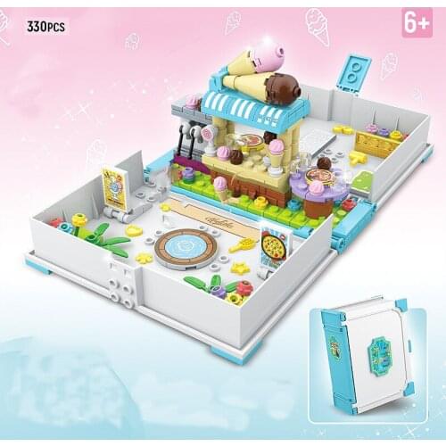 City Creative Series Ice Cream Book Desktop Decoration Props MOC Model Building Blocks Bricks Toys Christmas Gifts