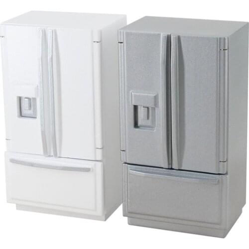 1:12 Dollhouse Double Door Refrigerator Model Mini Furniture Toy Model Set