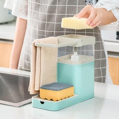 Multifunctional Pressing Dishwashing Soap Storage Box Container Towel Shelf Rack Storage Rack for kitchen bathroom