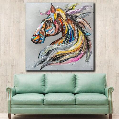 Fashion Pop Art Oil Painting Wall Art Picture FAIRY HORSE Animal Printed Canvas Painting For Living Room Home Decor Unframed