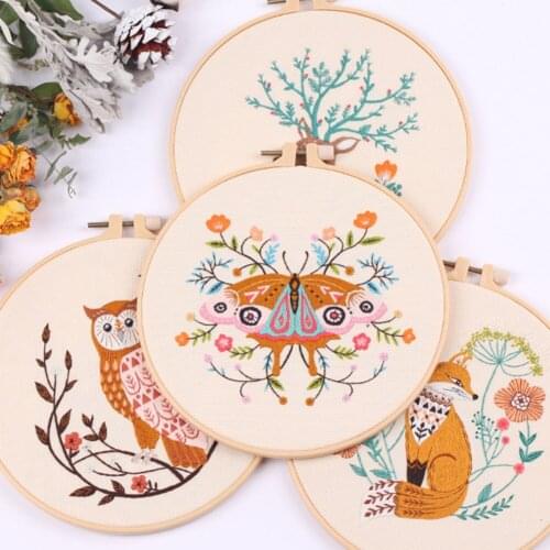 DIY Flower Animal Embroidery Kit For Beginner Painting Handicrafts DIY Cross Stitch Material Kits Embroidery StartsHand Crafts